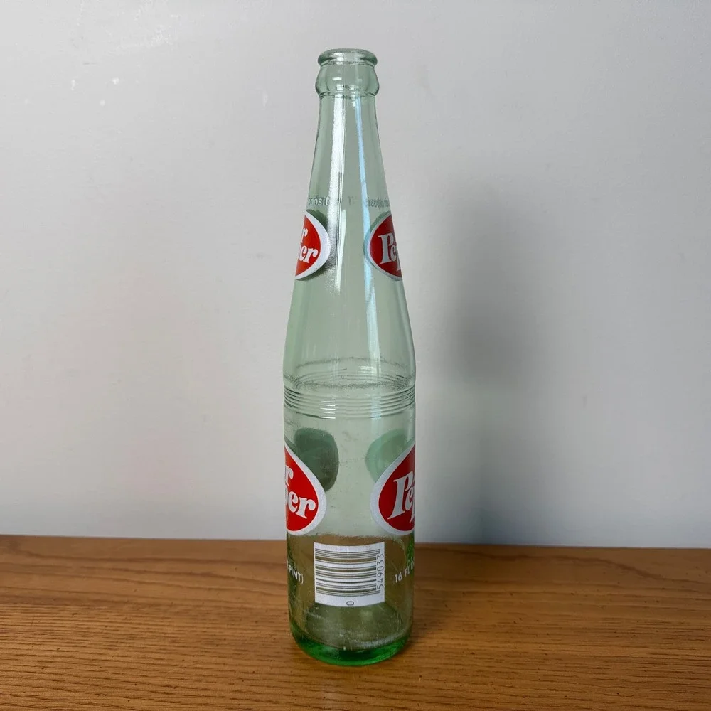 Vintage Dr Pepper‎ Glass Bottle 16 oz One Pint Green Glass Soda Collectible